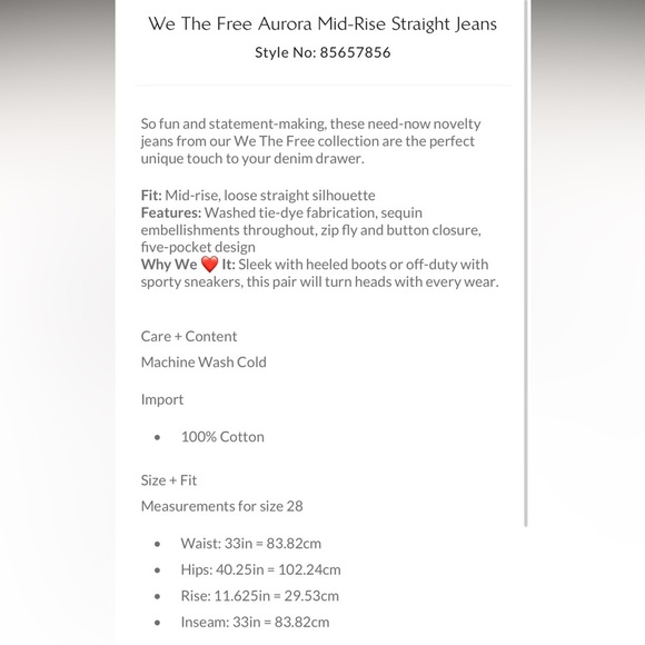 Free People Aurora Mid-Rise Straight Leg Jeans Size 31 NWT - Picture 7 of 17